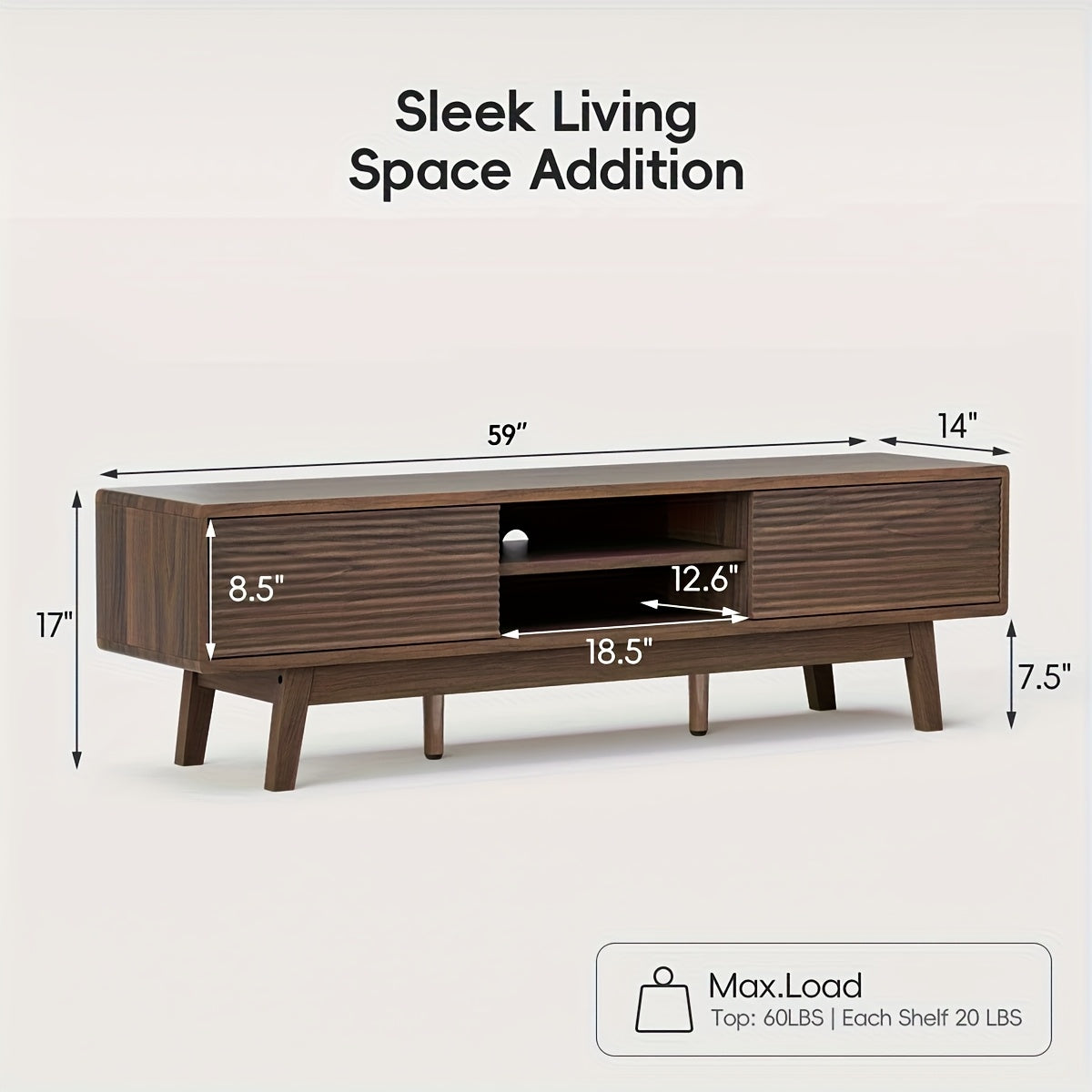 Mopio Ensley TV Stand, Mid Century Modern for 55\u002F 60\u002F 65 Inch TV, Farmhouse TV Stand, Entertainment Center with Storage, TV And Media Console for Living Room ( 59\