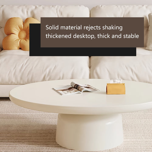 1pc Contemporary Oval Coffee Table, Modern Irregular Shape, Creamy White Finish, No Wooden Materials, Electricity-Free, Stylish Center Table for Living Room and Bedroom