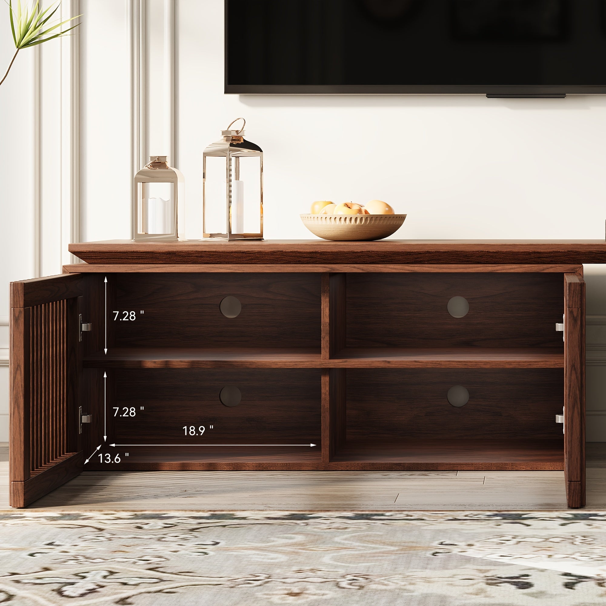 Modern TV Stand, Extendable with Storage Entertainment Center Living Room TV Stand - Walnut 78.7