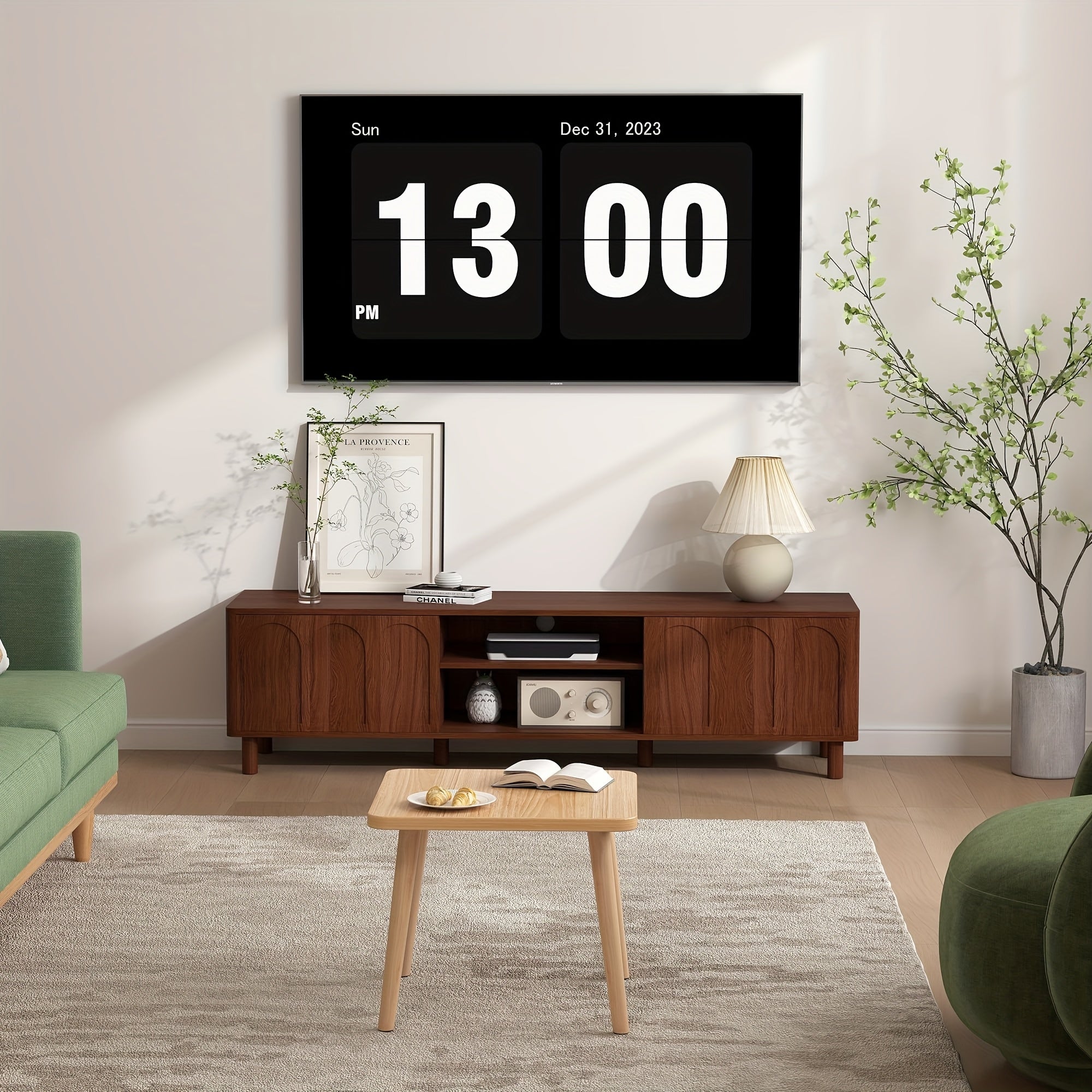 ORRD TV Stand for TVs Up to 70'', Entertainment Center with Large Storage for Living Room, Media Console with Sliding Doors And Adjustable Shelves, Modern TV Cabinet for Game Consoles And Decor, Easy-to-assemble