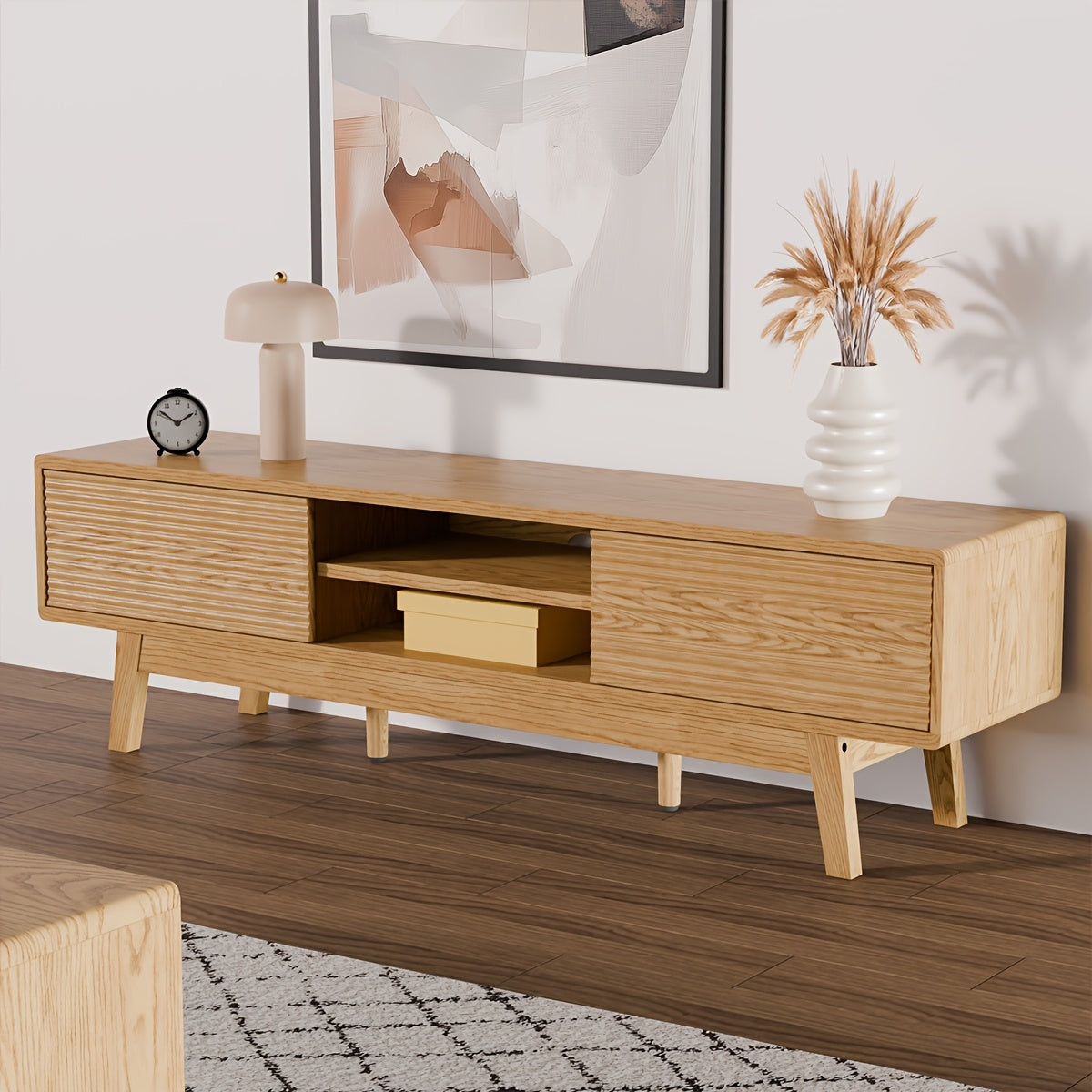 Mopio Ensley TV Stand, Mid Century Modern for 55\u002F 60\u002F 65 Inch TV, Farmhouse TV Stand, Entertainment Center with Storage, TV And Media Console for Living Room ( 59\