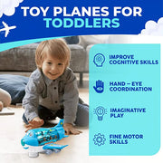 Kids Bump & Go Toy Airplane with LED Lights